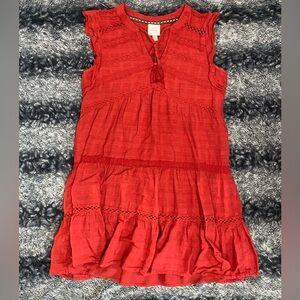 Knox Rose Women’s Large Red Boho Sleeveless Layered Mini Dress